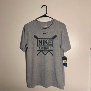 Nike Baseball T-Shirt, Short sleeve, Mens Small, Gray